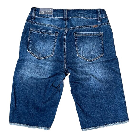 1822 Denim stretchy Bermuda Shorts Mid-Rise Denim Jeans mom shorts sz 6 - Picture 2 of 9